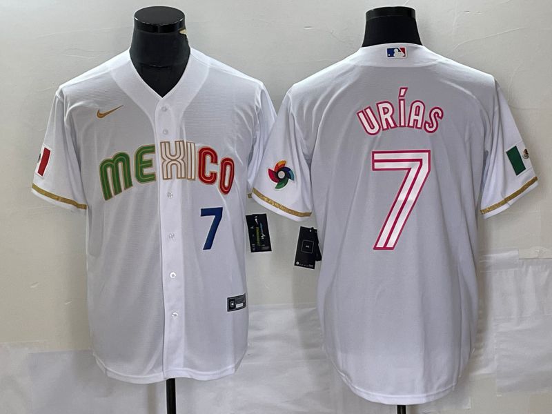 Men 2023 World Cub Mexico 7 Urias White Nike MLB Jersey style 25